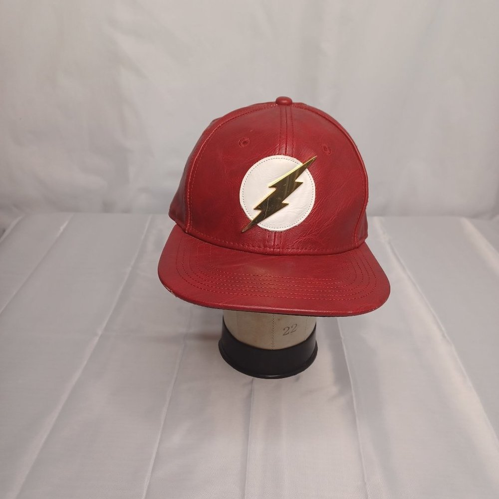 The Flash DC Comics Leather Type Hat Cap Red Adult Used Snapback Adjustable